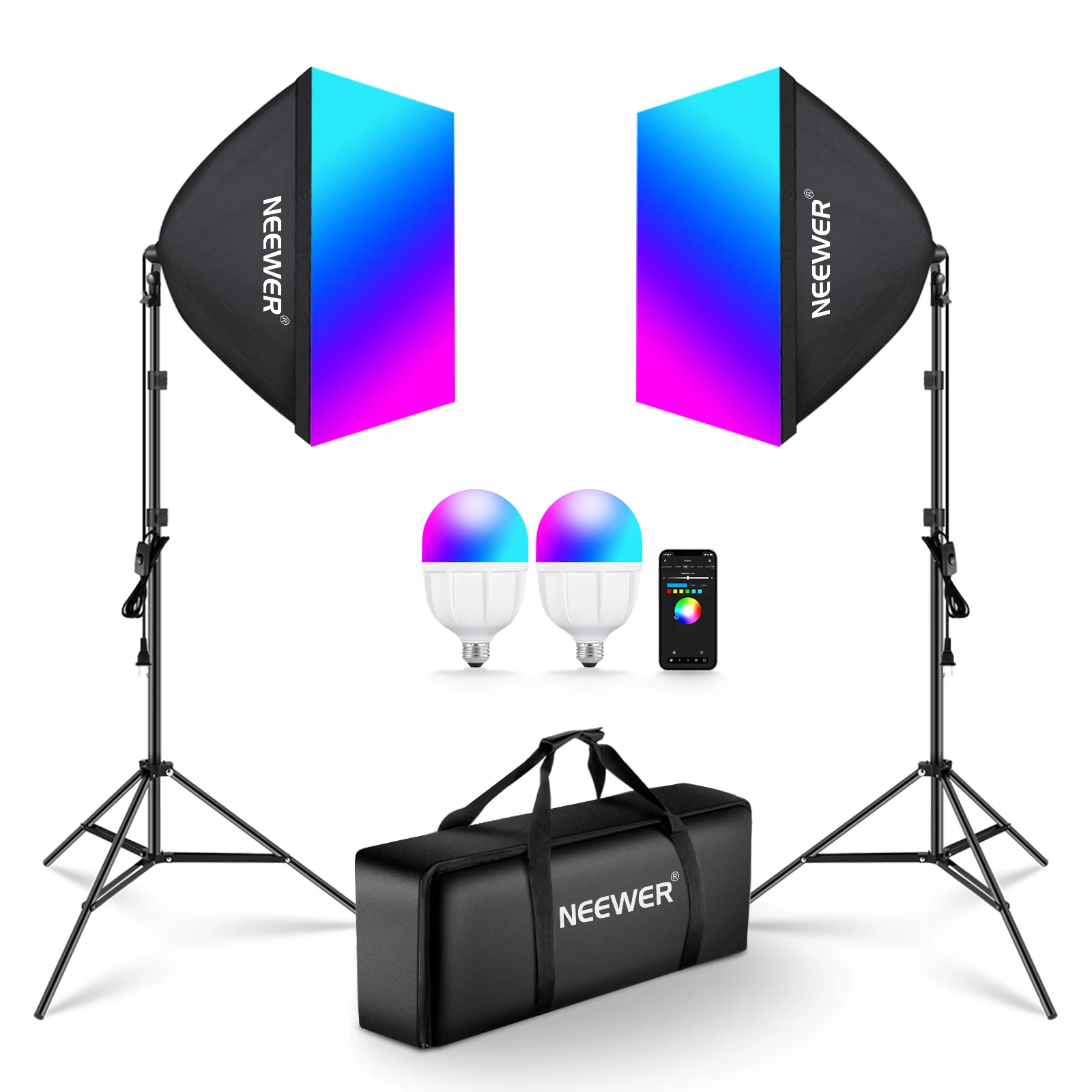 Photography Lighting Kit Neewer - طقم إضاءة نيوير RGB سوفت بوكس