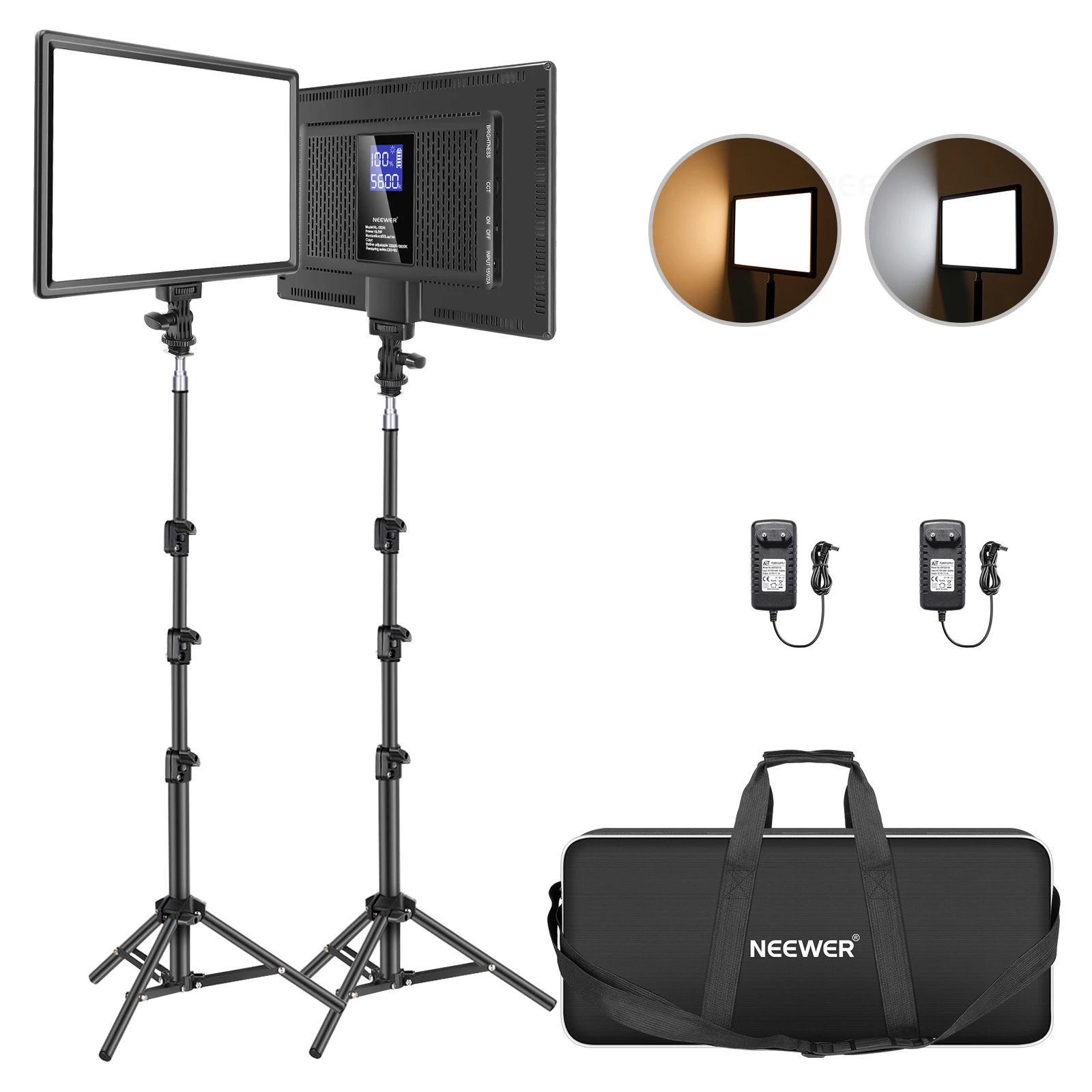 Photography Lighting Kit Neewer - طقم إضاءة فيديو LED قابل للتعتيم