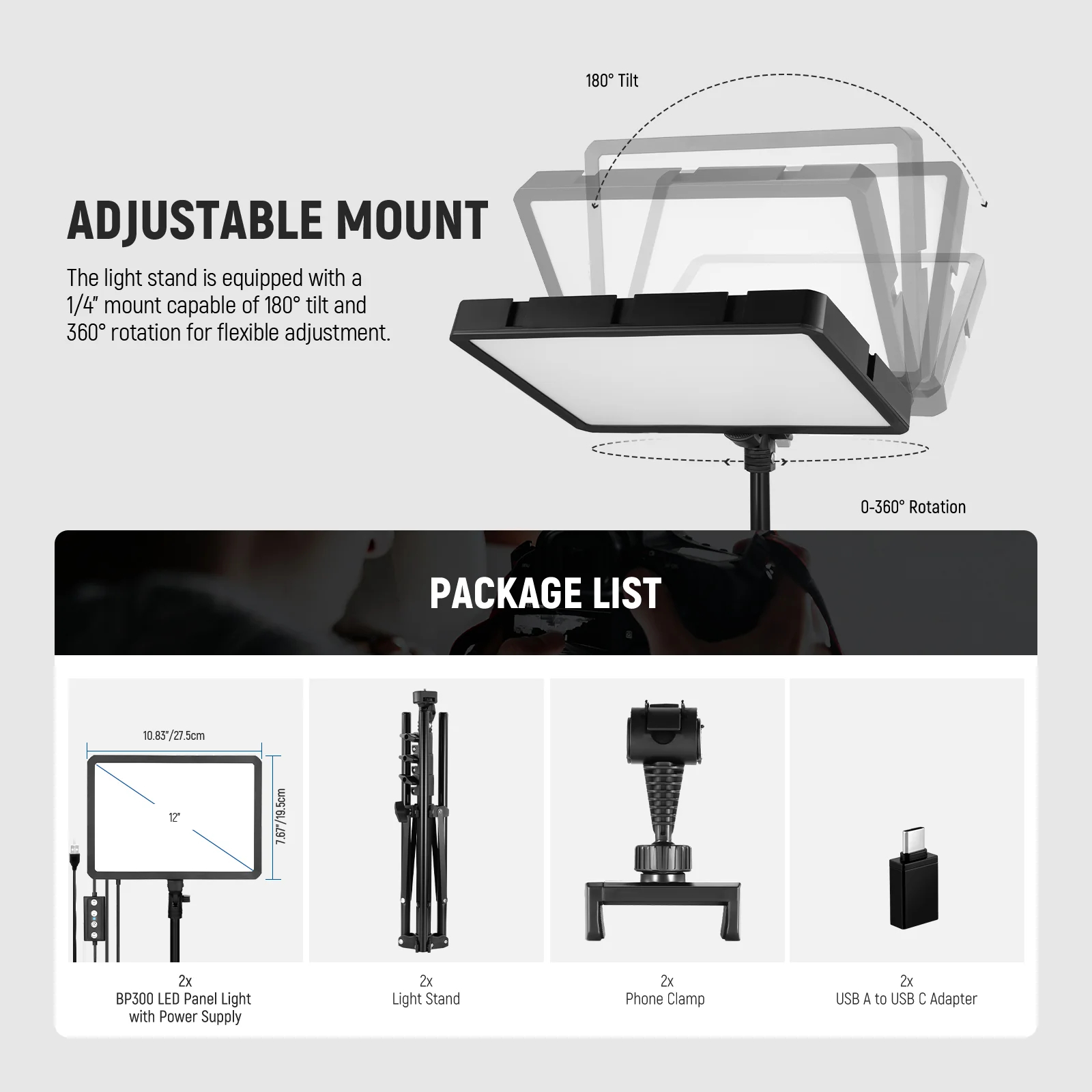 Photography Lighting Kit Neewer - مجموعة إضاءة لوحة إضاءة الفيديو LED