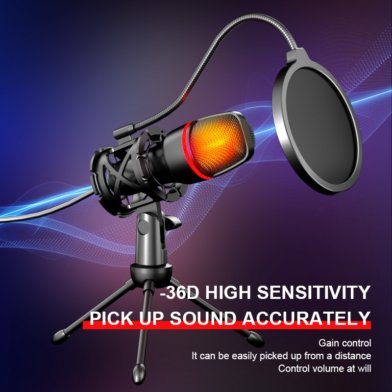Photography Lighting Uk - طقم ميكروفون مكثف احترافي للألعاب بمنفذ