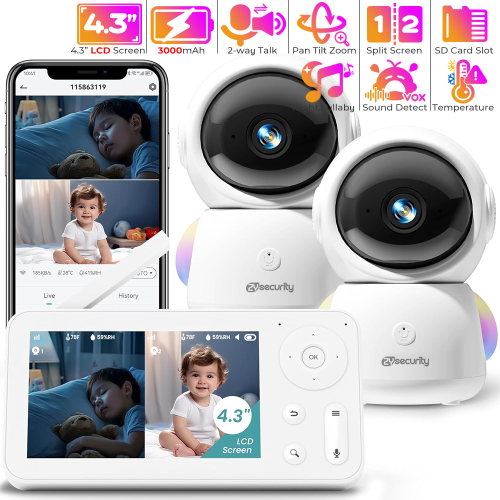 Torjim Rgb Photography Video Lighting - جهاز مراقبة الطفل 2K مع كاميرتين