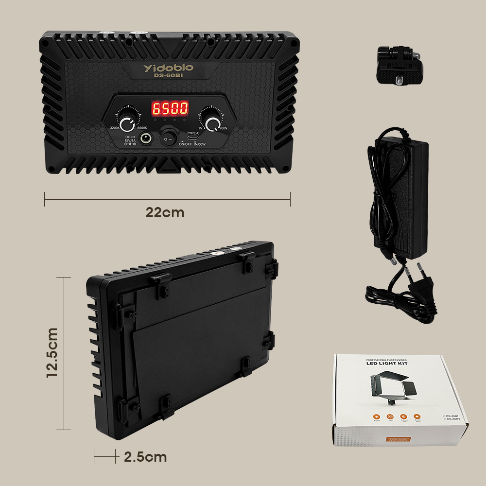 ضوء فيديو محمول DS60BI للتصوير - مراجعة Photography Lighting Uk وسعره