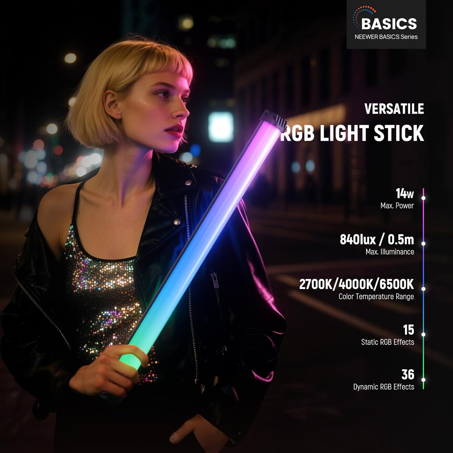 NEEWER Basics عصا إضاءة RGB مغ - مراجعة Torjim Rgb Photography Video Lighting وسعره
