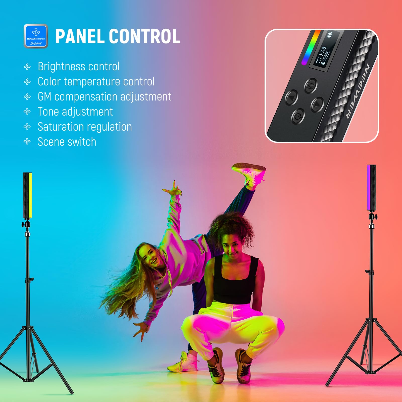 NEEWER RGB عصا الضوء مع APP ال - مراجعة Torjim Rgb Photography Video Lighting وسعره