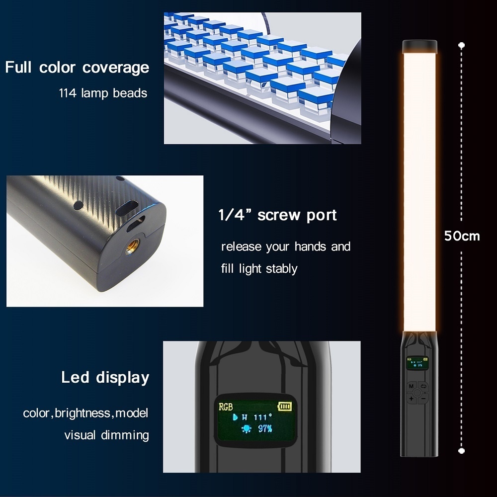 50 سنتيمتر RGB عصا ضوء عصا خفي - مراجعة Photography Lighting Types وسعره