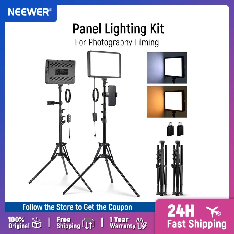 مجموعة إضاءة لوحة إضاءة الفيدي - مراجعة Photography Lighting Kit Neewer وسعره