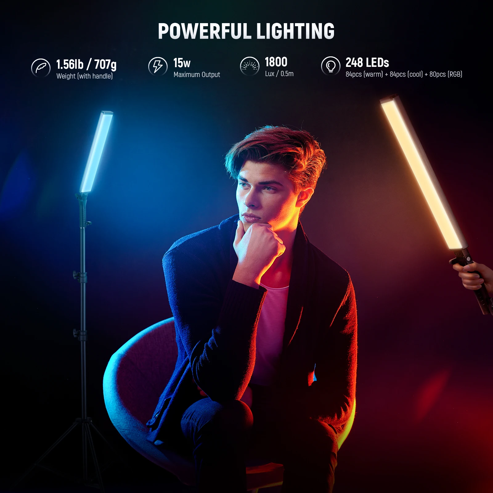 نيور عصا إضاءة فيديو LED تفاعل - مراجعة Photography Lighting Kit Neewer وسعره