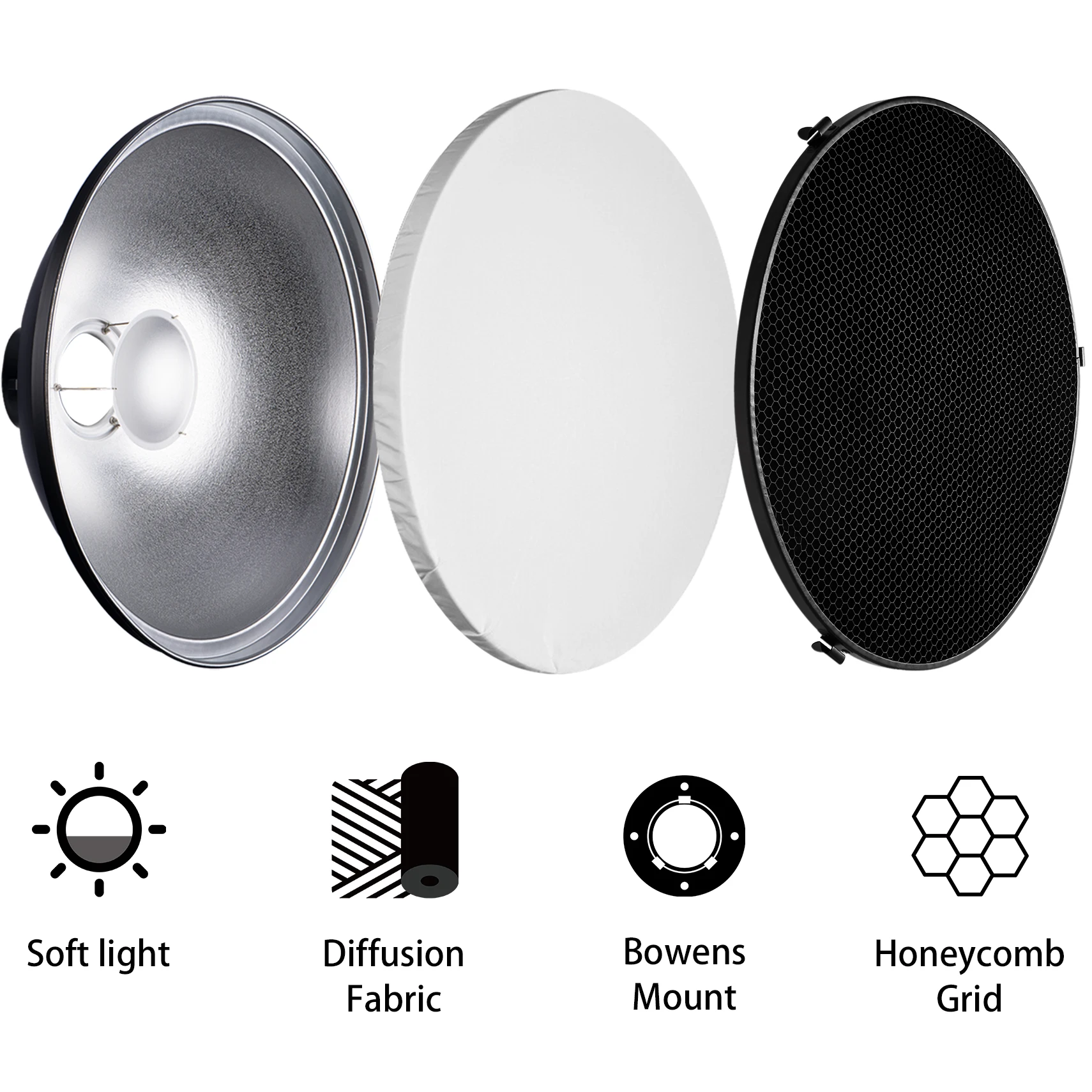 Selens 55 سنتيمتر الفضة/الأبيض - مراجعة Beauty Dish 55Cm وسعره